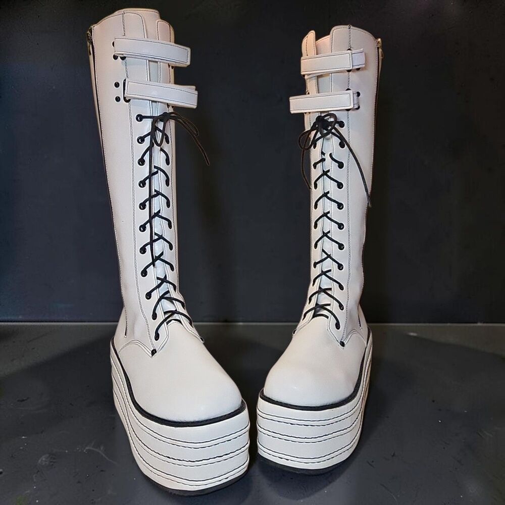 White Unbranded D*M*A Style Mori-310 Platform Boots Sz 9.5